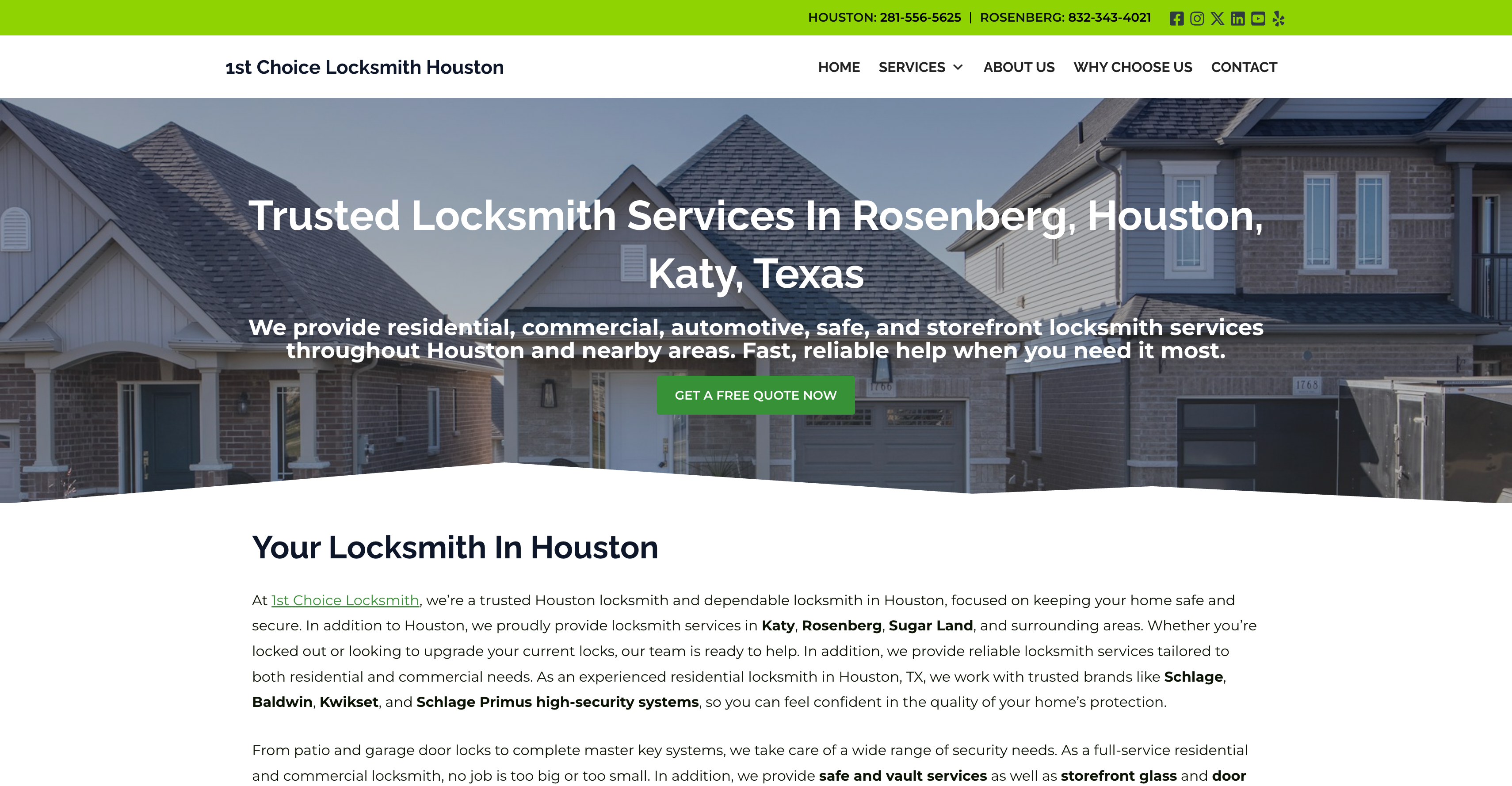 1st Choice Locksmith Houston Hero Section